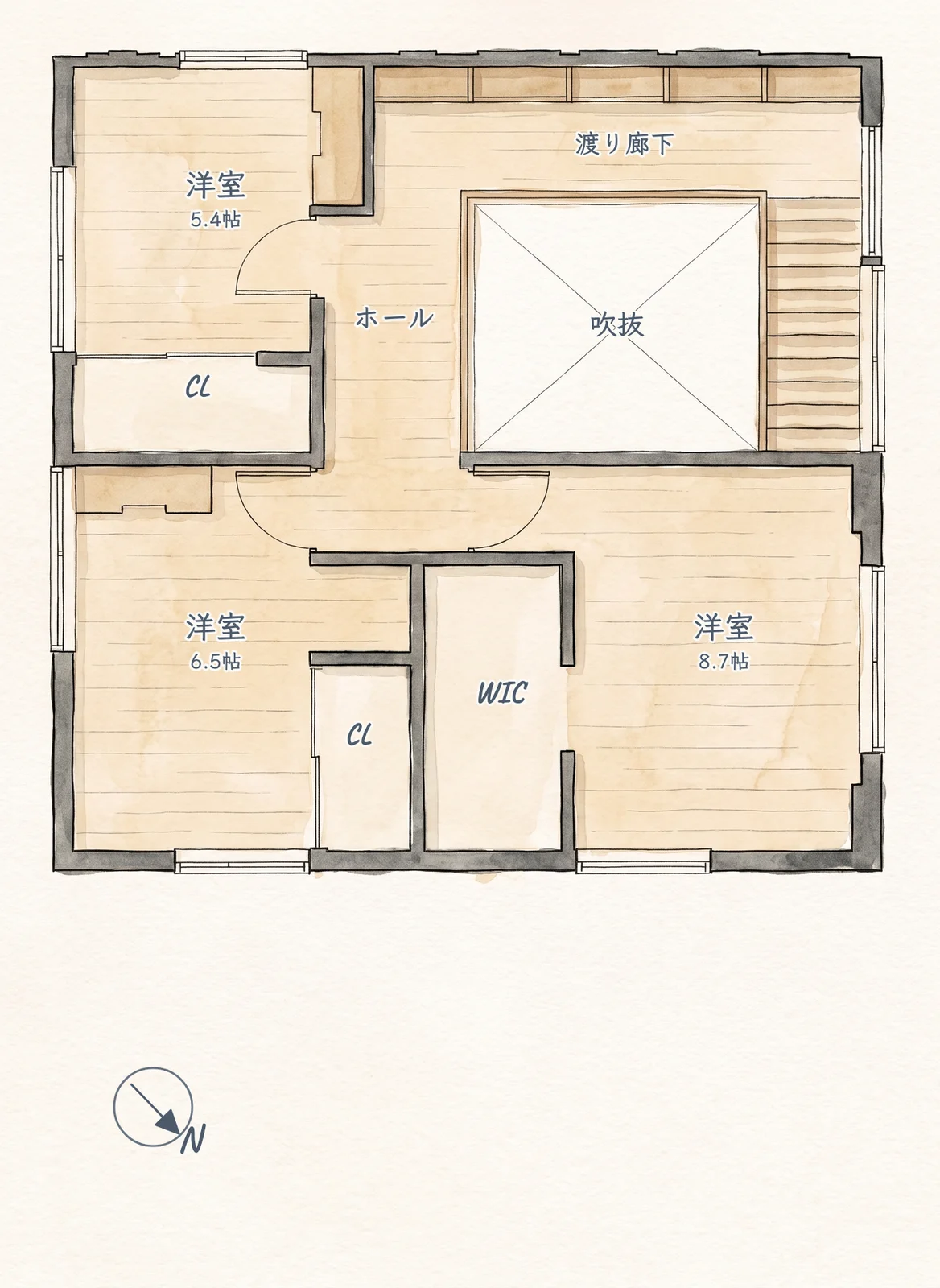 花川南三条 A棟 2階 間取り図